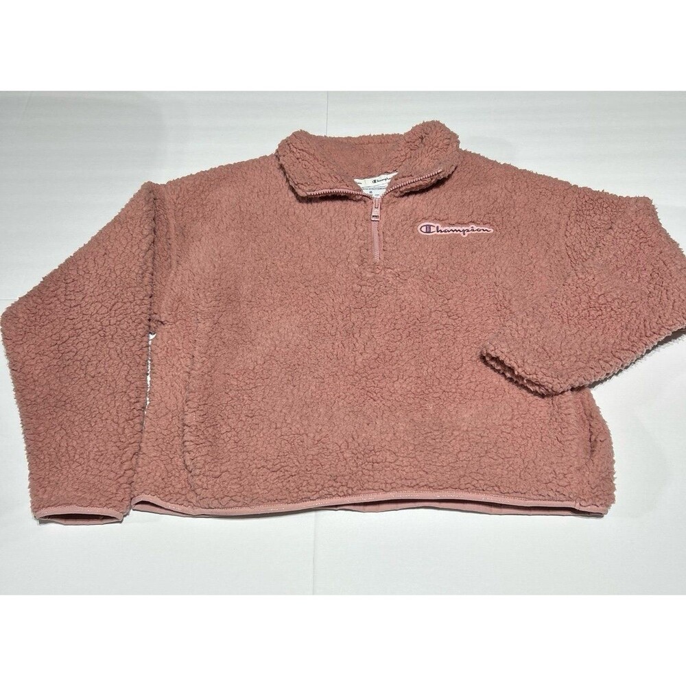 Champion Women's Medium Rose Pink Sherpa Fleece Quarter-Zip Pullover
